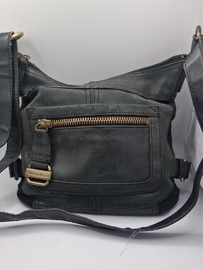 Tignanello Black Leather Crossbody with Gold Hardware